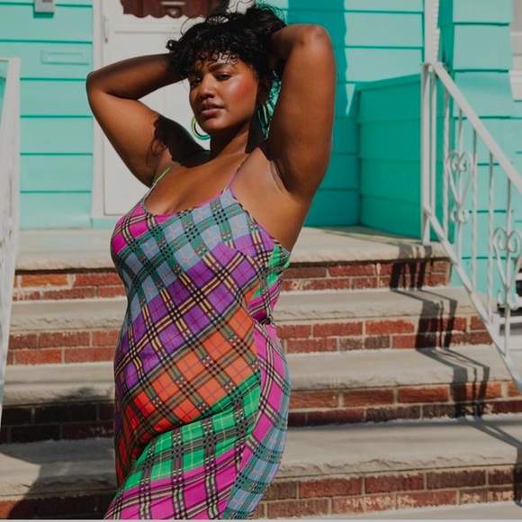 RIXO Dresses & Skirts - RIXO XL US12 Holly rainbow multicolor check print dress